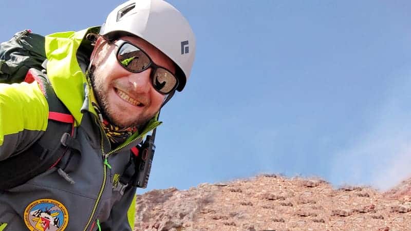 Vincenzo Modica, volcanological guide, on Mount Etna