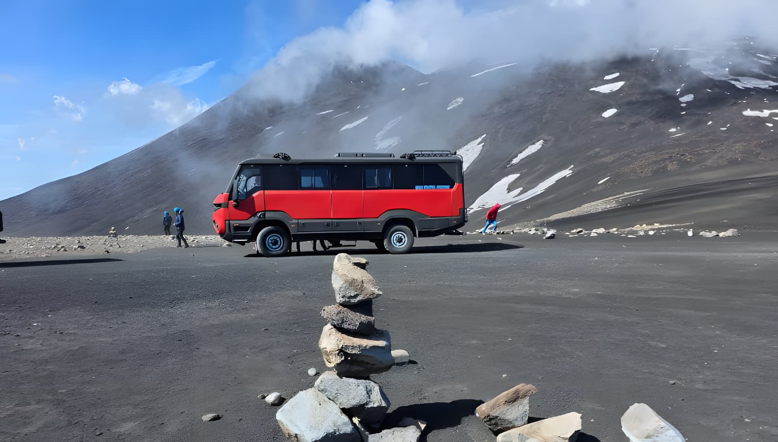 4x4 vehicle on a volcanic track on Mount Etna's north side