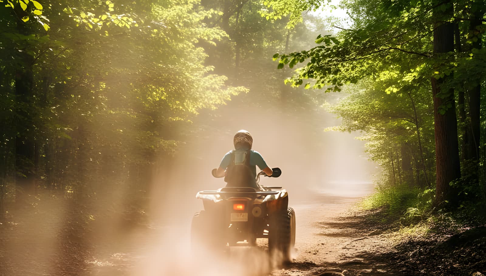 Quad rider on a volcanic trail on Mount Etna